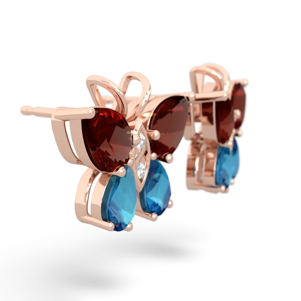 Garnet Butterfly 14K Rose Gold earrings E2215