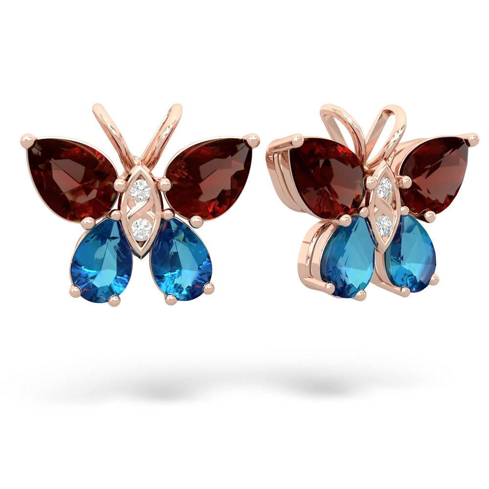 Garnet Butterfly 14K Rose Gold earrings E2215