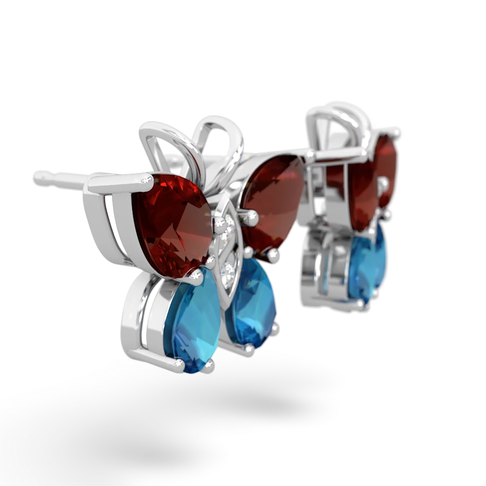 Garnet Butterfly 14K White Gold earrings E2215