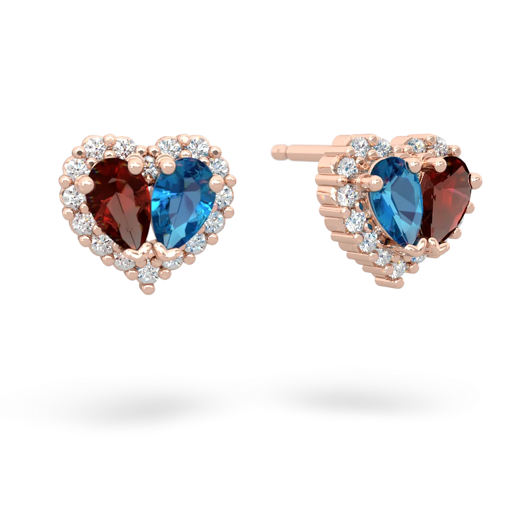 Garnet Halo 14K Rose Gold earrings E7008