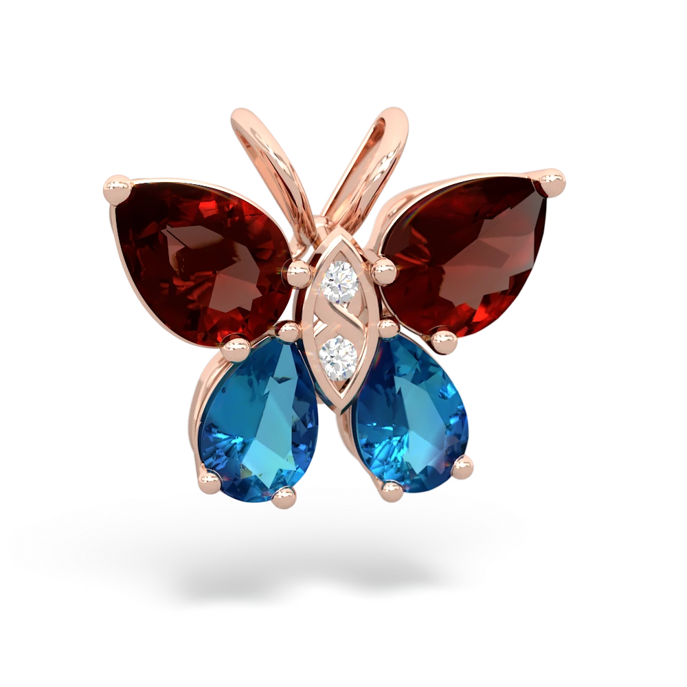 Garnet Butterfly 14K Rose Gold pendant P2215