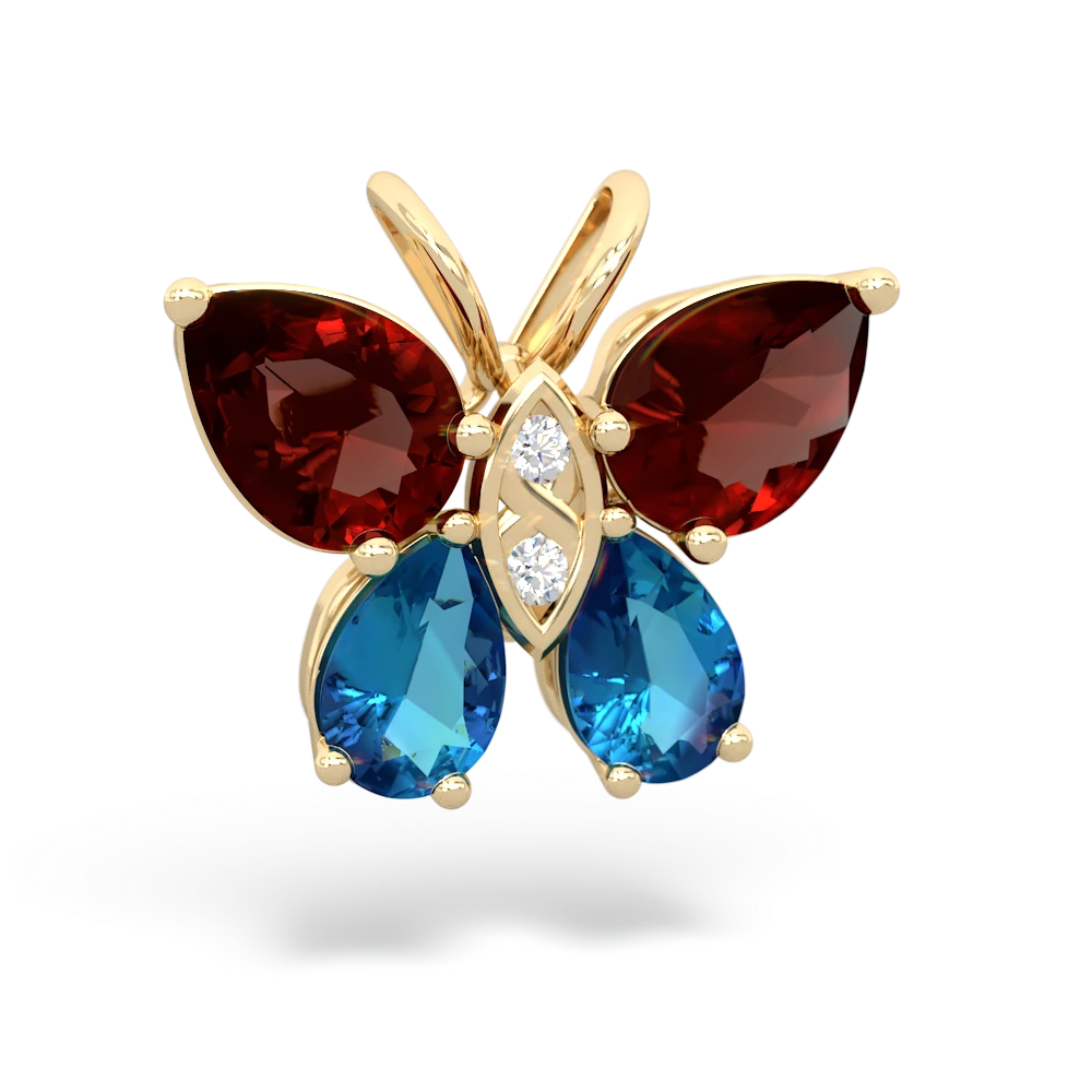 Garnet Butterfly 14K Yellow Gold pendant P2215