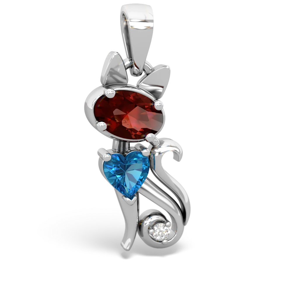 Garnet Kitten 14K White Gold pendant P5780