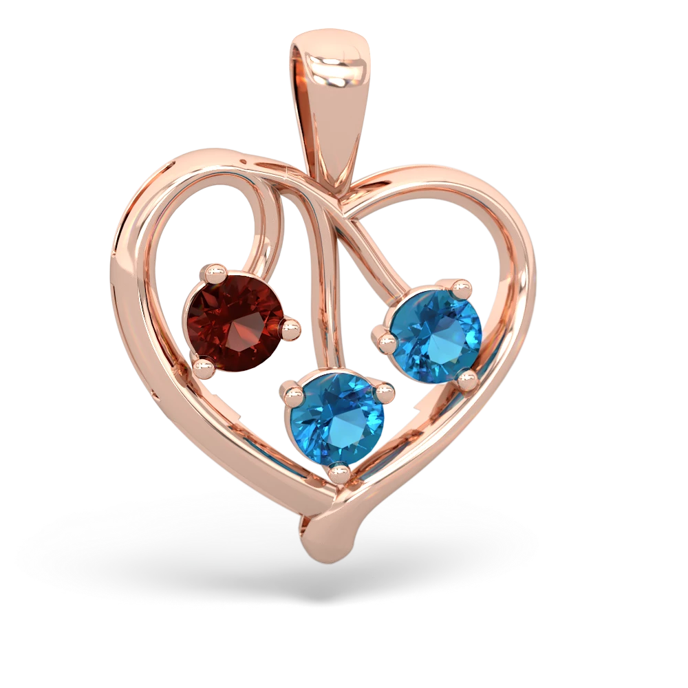 Garnet Glowing Heart 14K Rose Gold pendant P2233