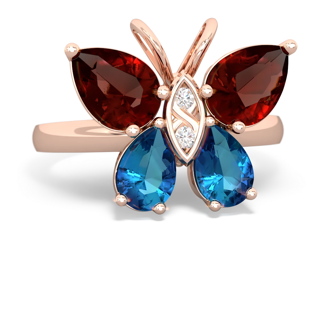 Garnet Butterfly 14K Rose Gold ring R2215