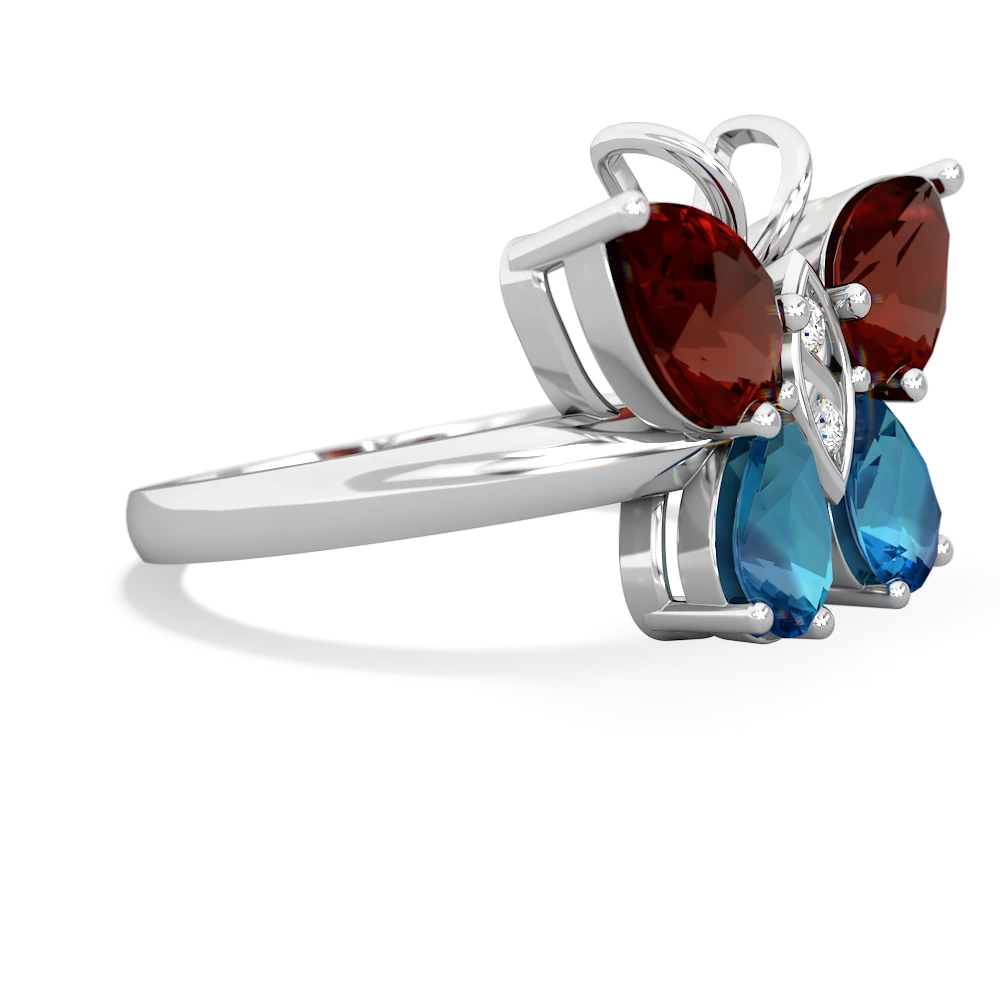 Garnet Butterfly 14K White Gold ring R2215