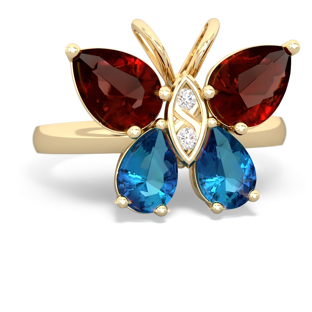 Garnet Butterfly 14K Yellow Gold ring R2215