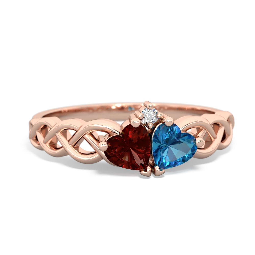 Garnet Heart To Heart Braid 14K Rose Gold ring R5870