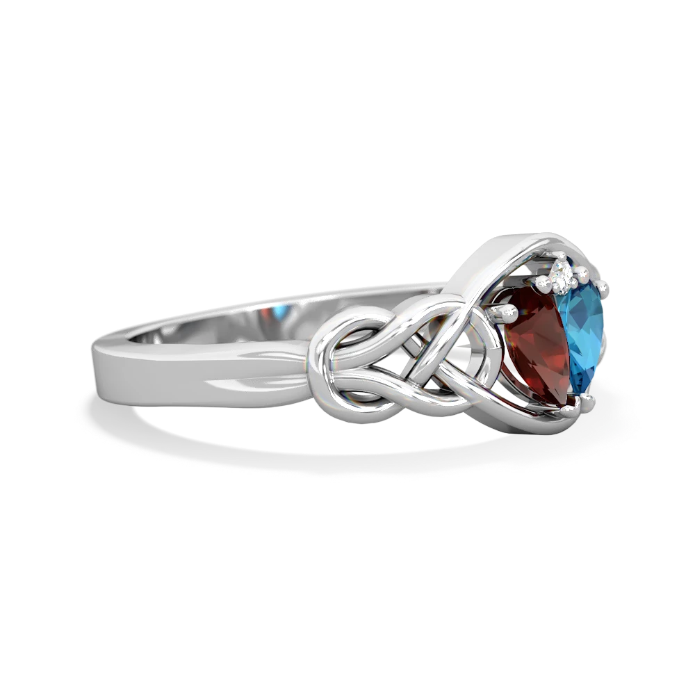 Garnet Celtic Love Knot 14K White Gold ring R5420