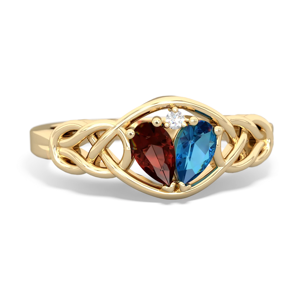 Garnet Celtic Love Knot 14K Yellow Gold ring R5420