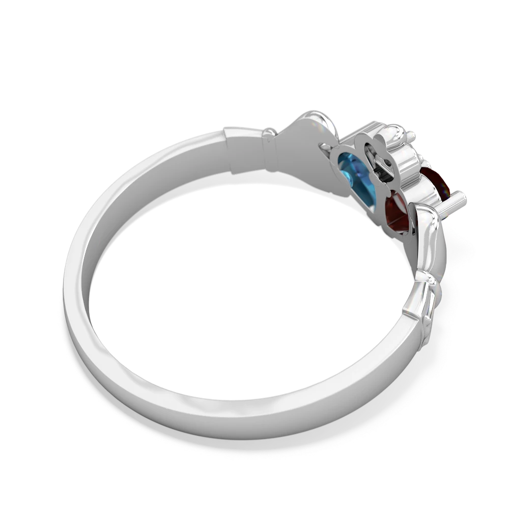 Garnet 'Our Heart' Claddagh 14K White Gold ring R2388