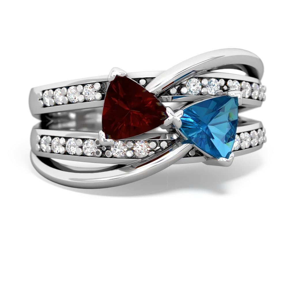 Garnet Bowtie 14K White Gold ring R2360