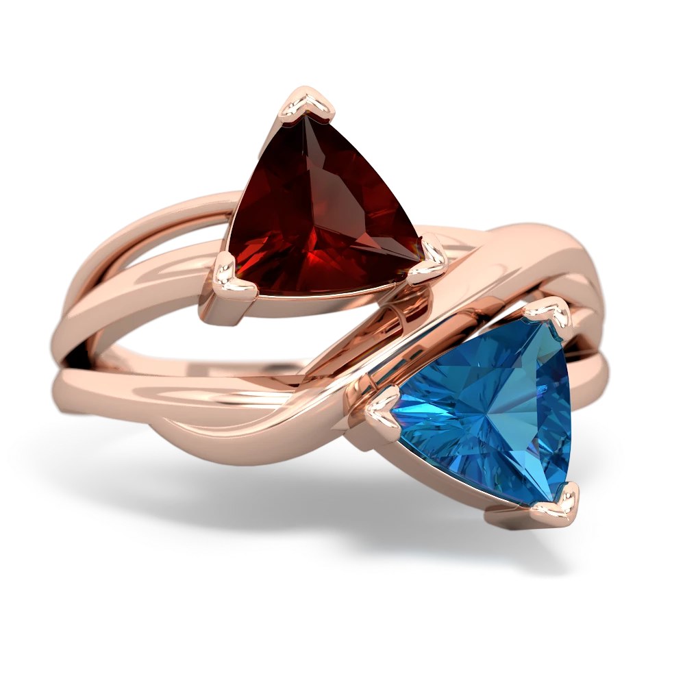 Garnet Split Band Swirl 14K Rose Gold ring R2341