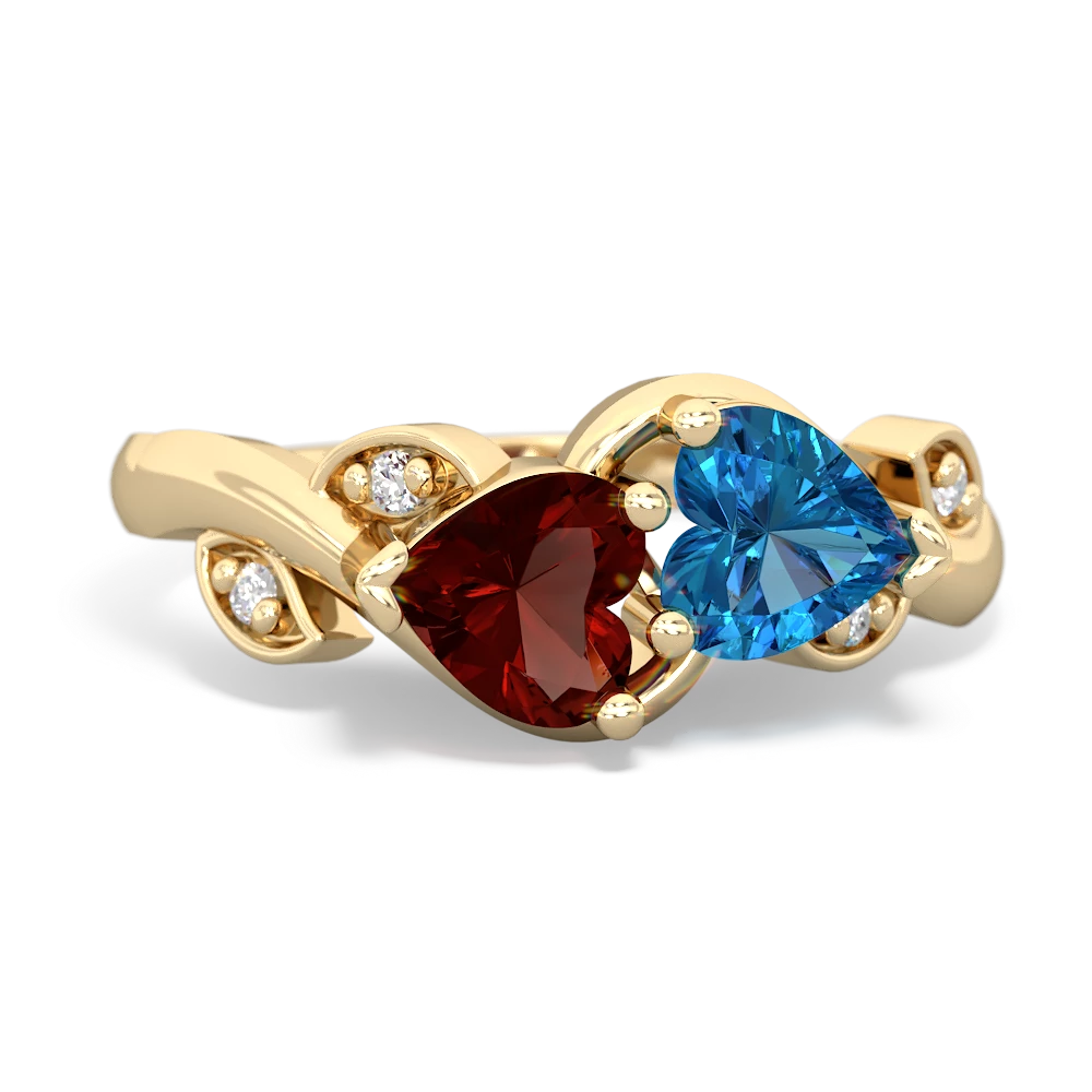 Garnet Floral Elegance 14K Yellow Gold ring R5790