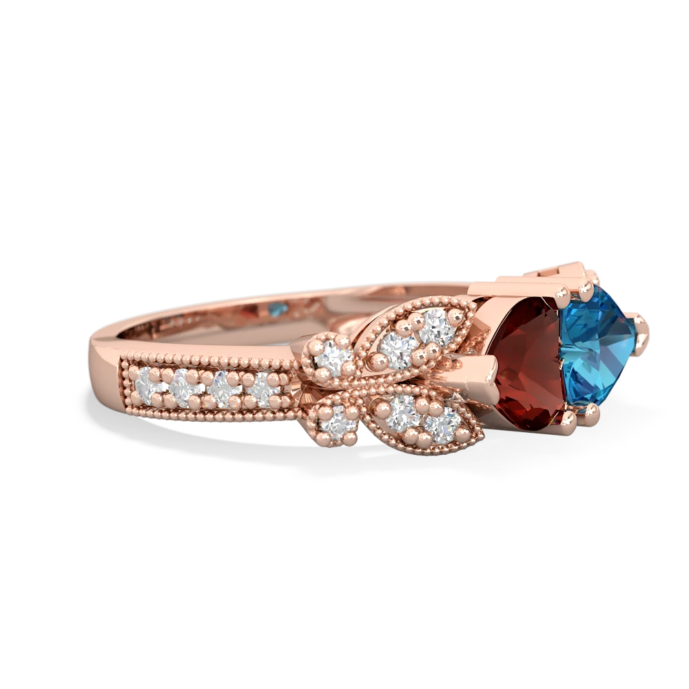 Garnet Diamond Butterflies 14K Rose Gold ring R5601