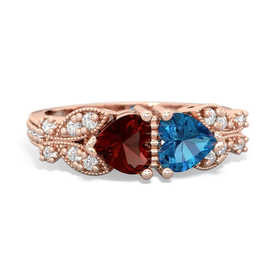 Garnet Diamond Butterflies 14K Rose Gold ring R5601