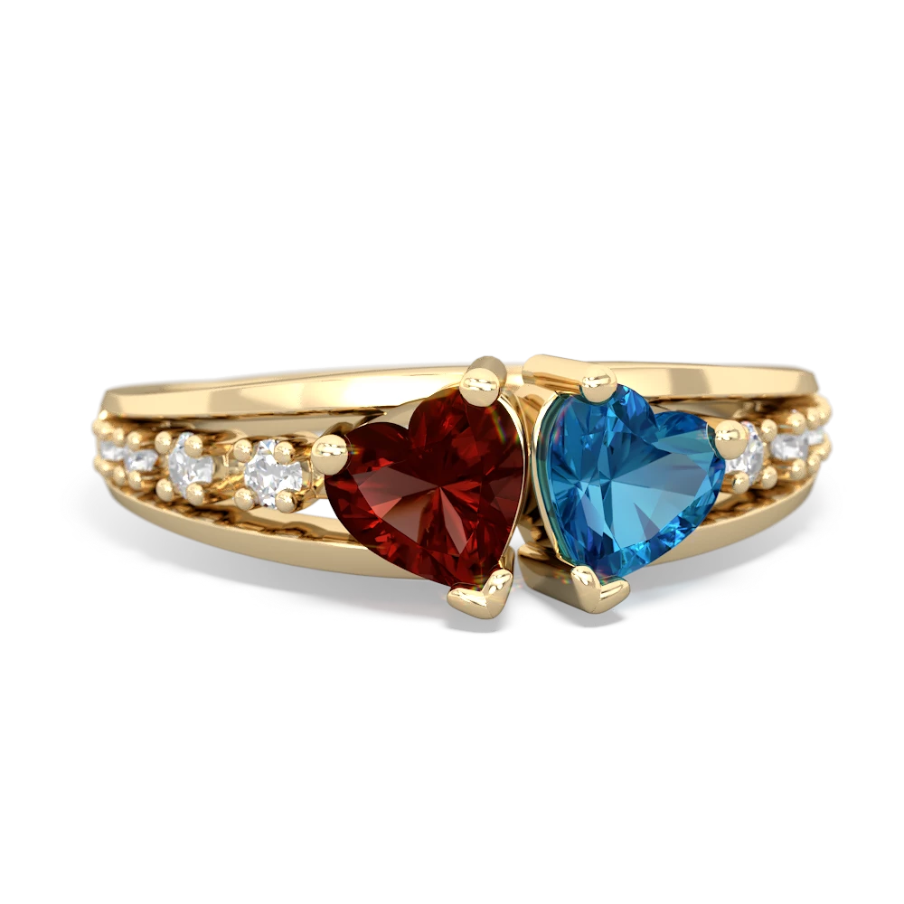 Garnet Heart To Heart 14K Yellow Gold ring R3342