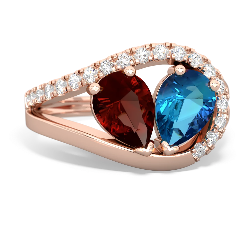 Garnet Nestled Heart Keepsake 14K Rose Gold ring R5650