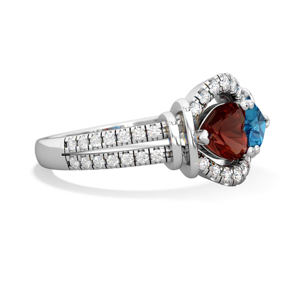 Garnet Art-Deco Keepsake 14K White Gold ring R5630