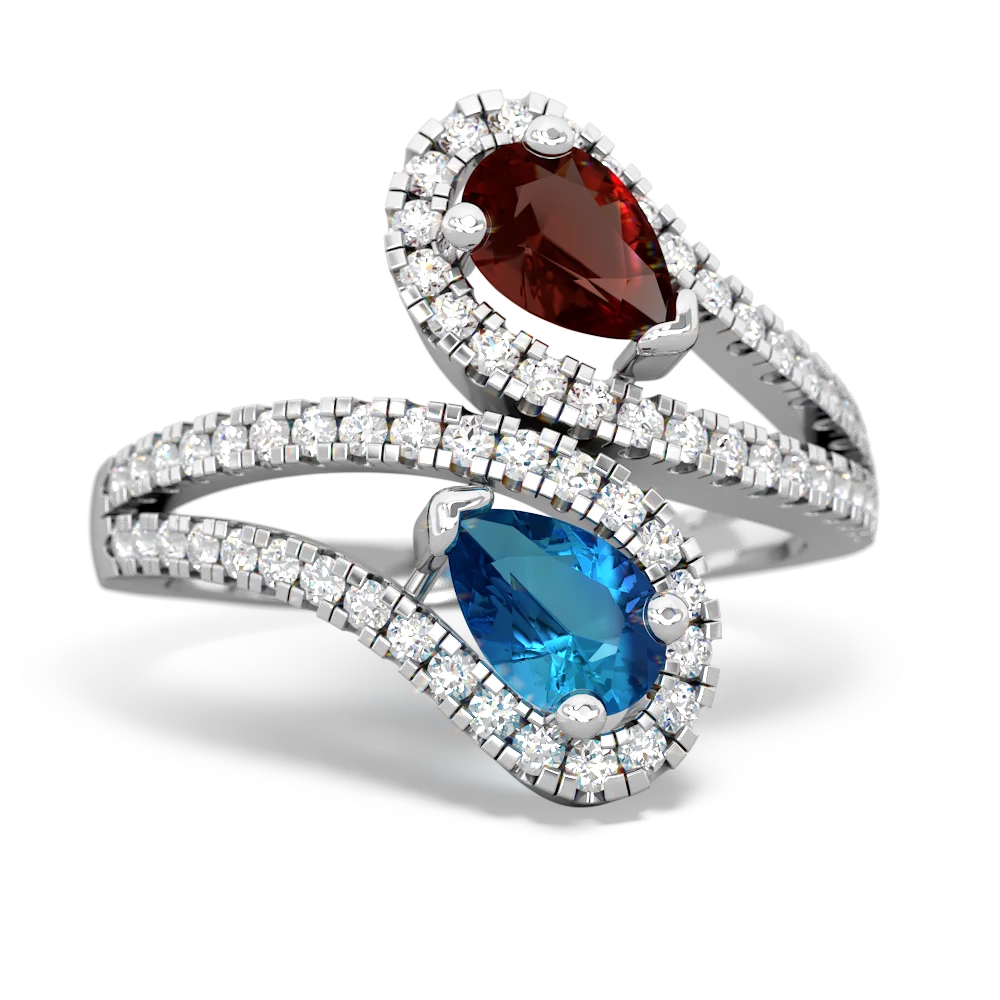 Garnet Diamond Dazzler 14K White Gold ring R3000