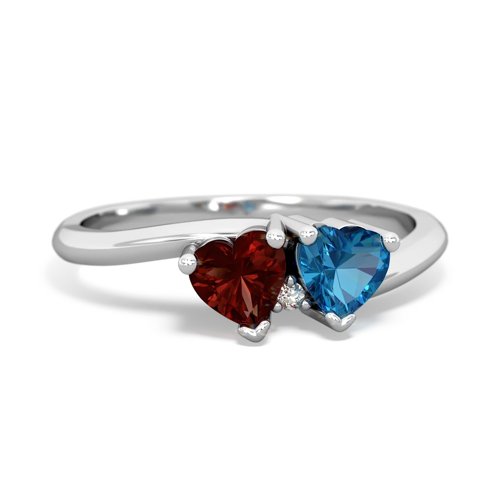 Garnet Sweethearts 14K White Gold ring R5260