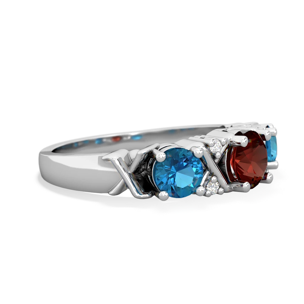 Garnet Hugs And Kisses 14K White Gold ring R5016