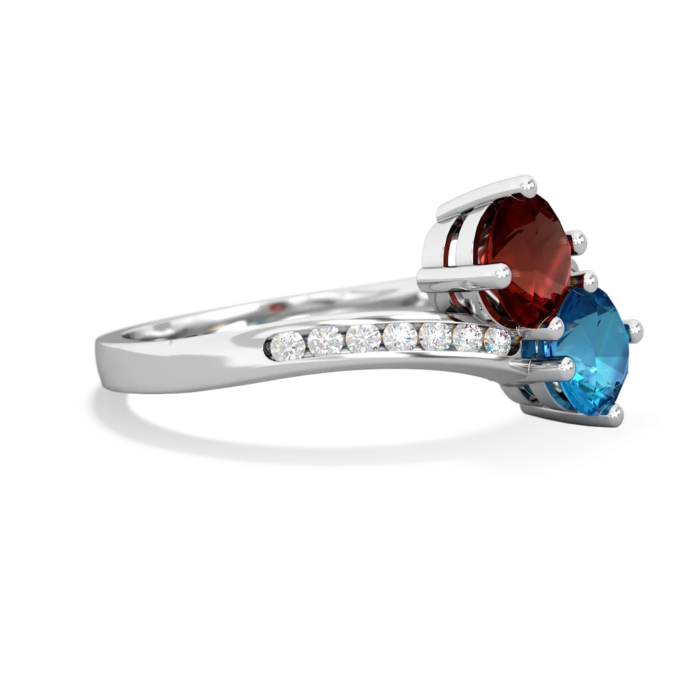 Garnet Channel Set Two Stone 14K White Gold ring R5303