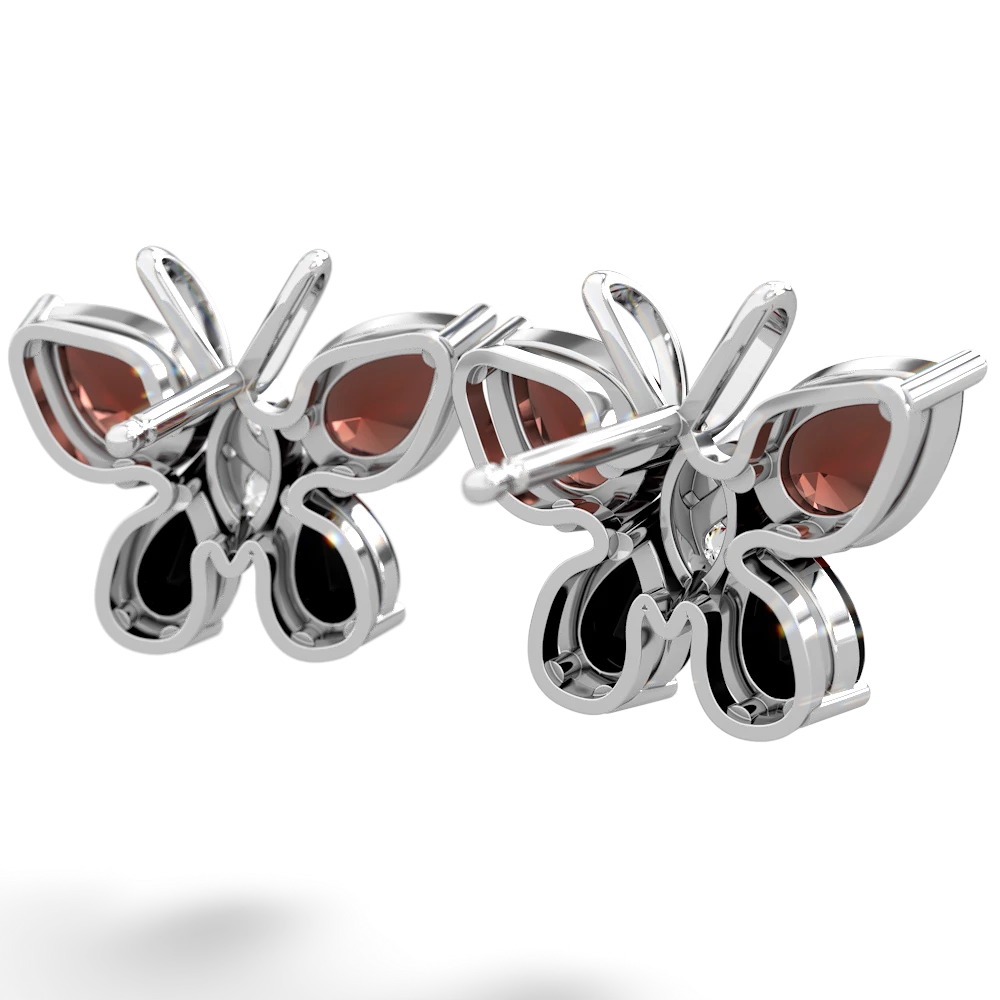 Garnet Butterfly 14K White Gold earrings E2215
