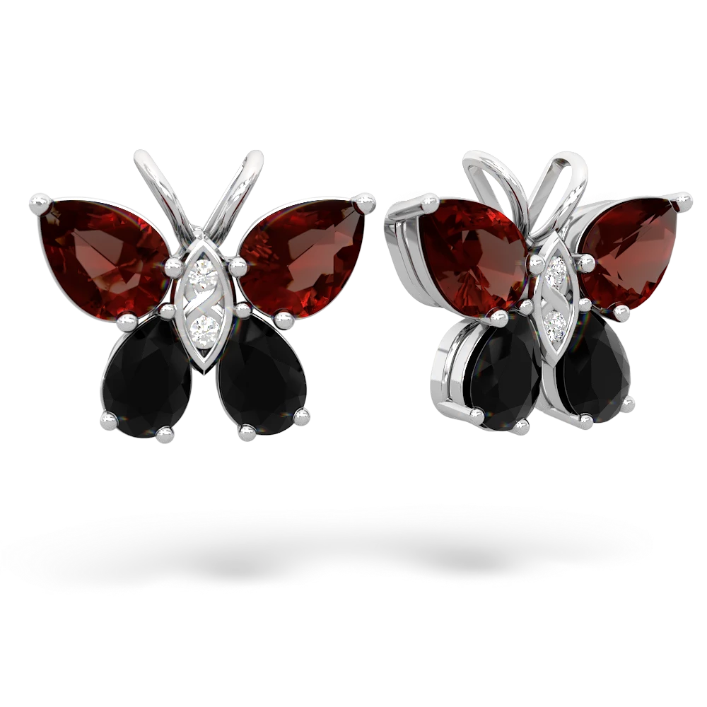 Garnet Butterfly 14K White Gold earrings E2215