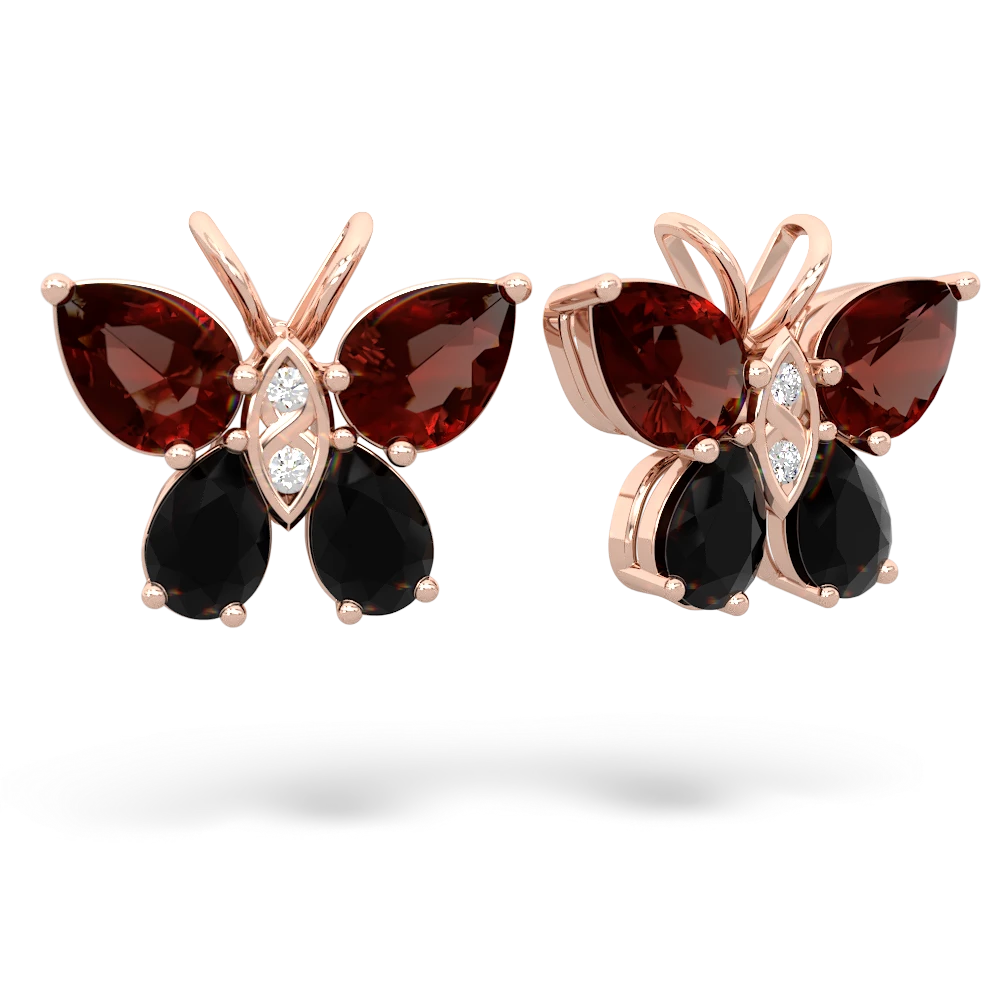 Garnet Butterfly 14K Rose Gold earrings E2215