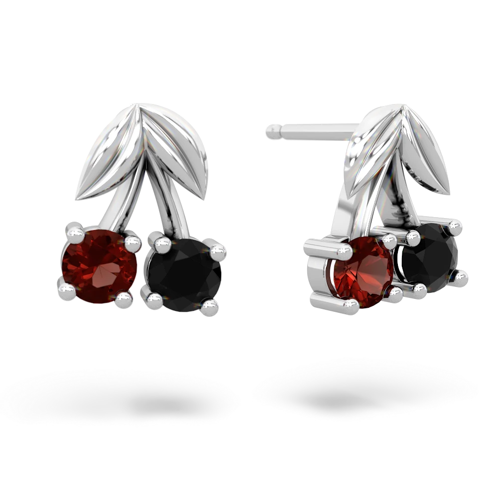 Garnet Sweet Cherries 14K White Gold earrings E7001