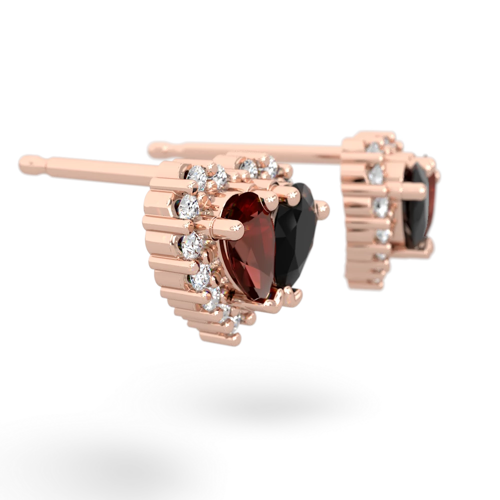 Garnet Halo 14K Rose Gold earrings E7008