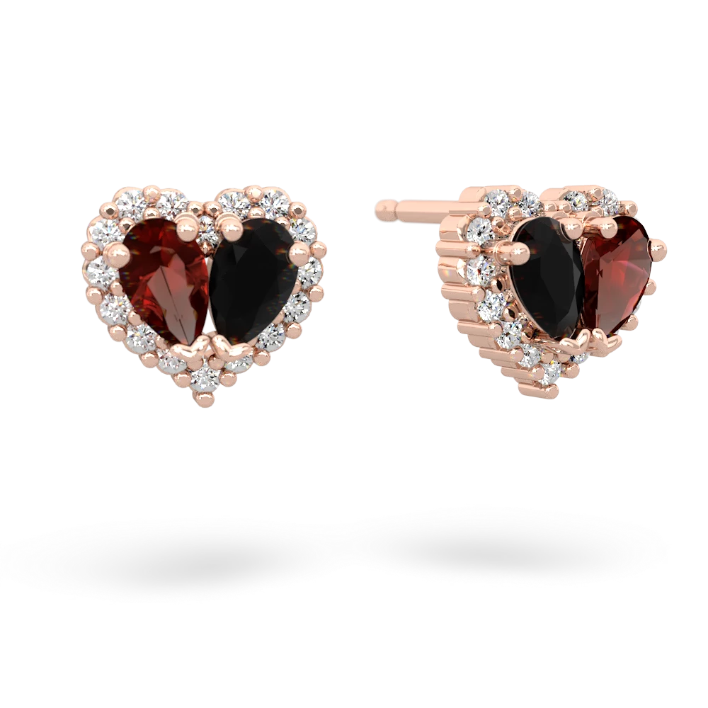 Garnet Halo 14K Rose Gold earrings E7008