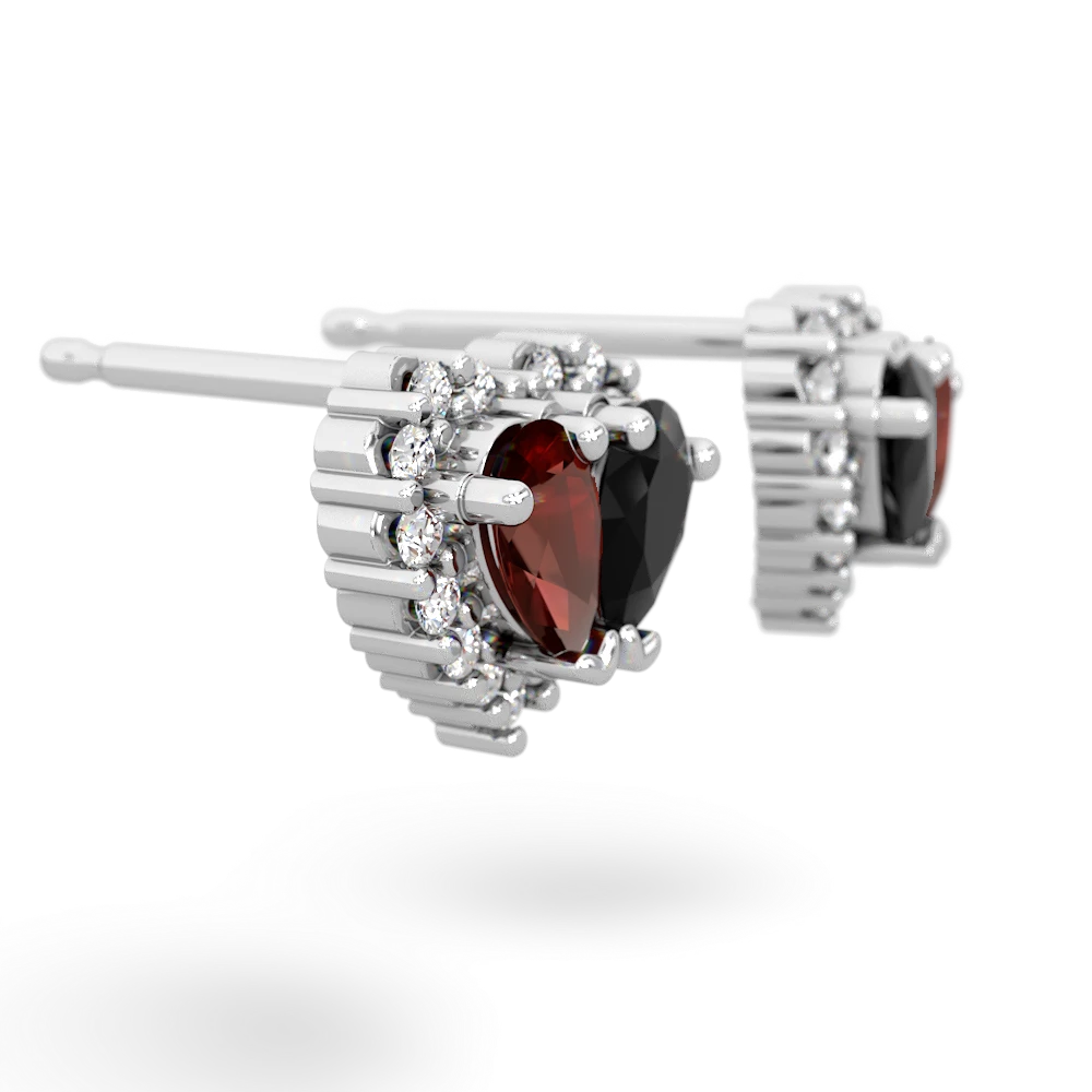 Garnet Halo 14K White Gold earrings E7008