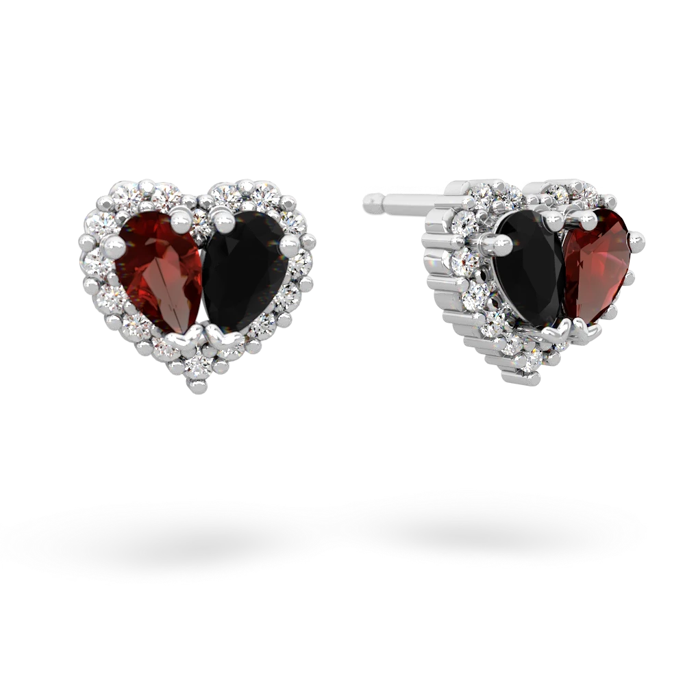 Garnet Halo 14K White Gold earrings E7008