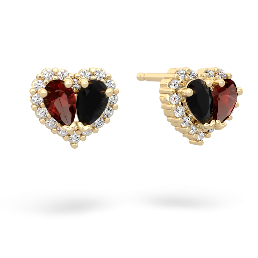 Garnet Halo 14K Yellow Gold earrings E7008