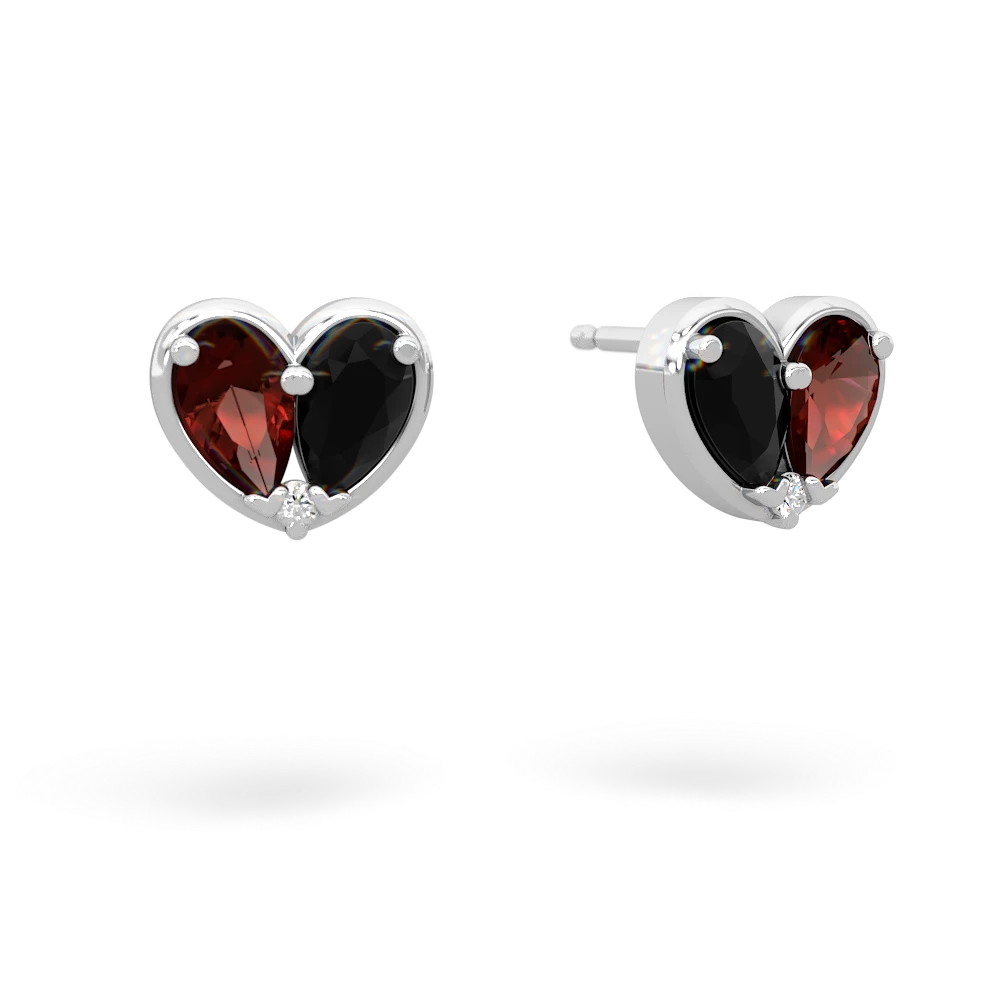 Garnet 'Our Heart' 14K White Gold earrings E5072