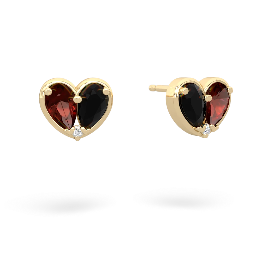 Garnet 'Our Heart' 14K Yellow Gold earrings E5072