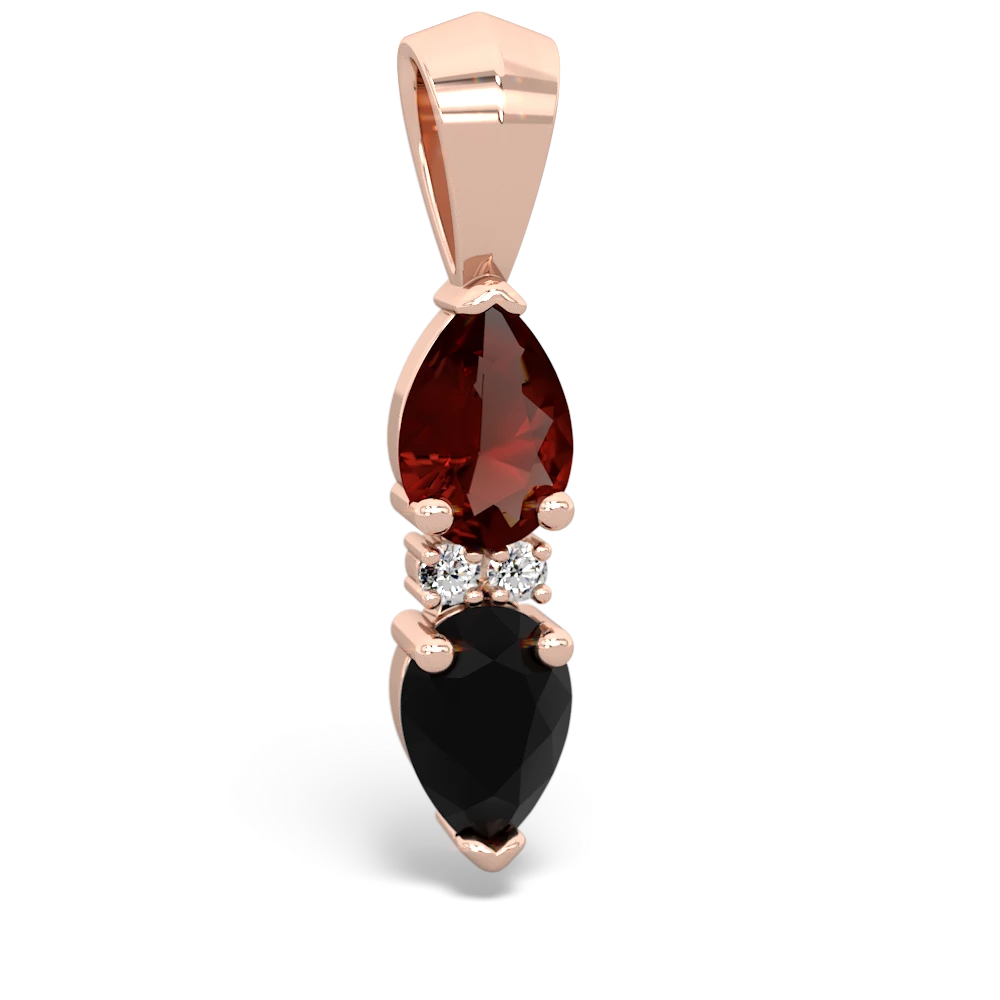 Garnet Bowtie Drop 14K Rose Gold pendant P0865