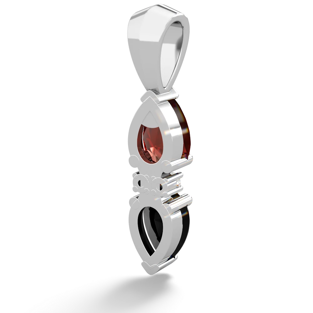 Garnet Bowtie Drop 14K White Gold pendant P0865