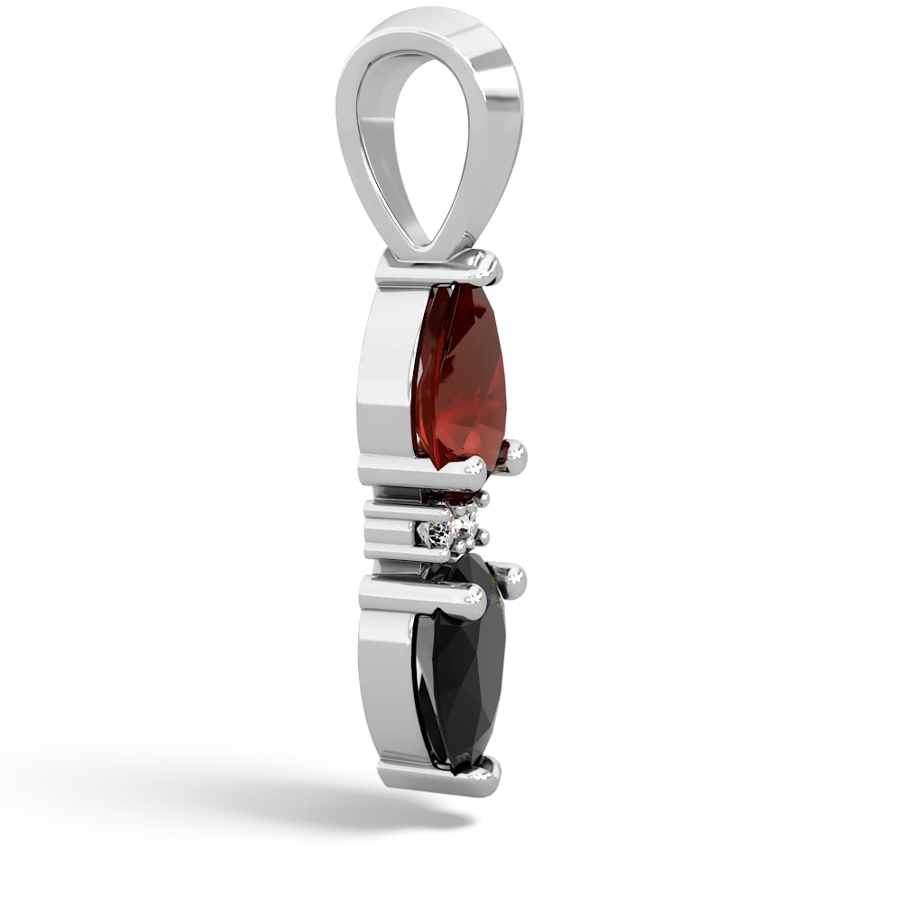Garnet Bowtie Drop 14K White Gold pendant P0865