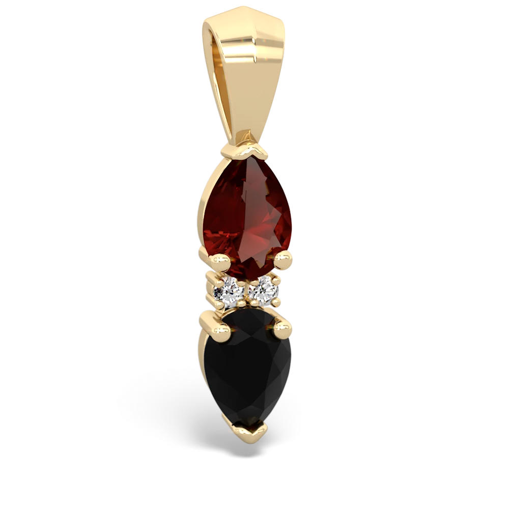 Garnet Bowtie Drop 14K Yellow Gold pendant P0865