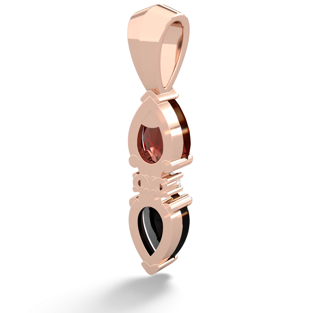Garnet Bowtie Drop 14K Rose Gold pendant P0865