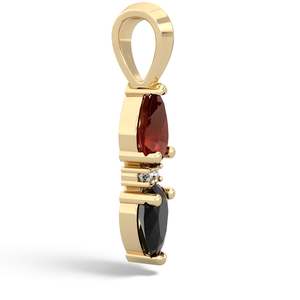 Garnet Bowtie Drop 14K Yellow Gold pendant P0865