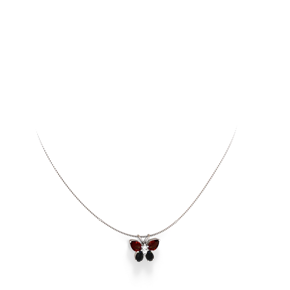 Garnet Butterfly 14K White Gold pendant P2215