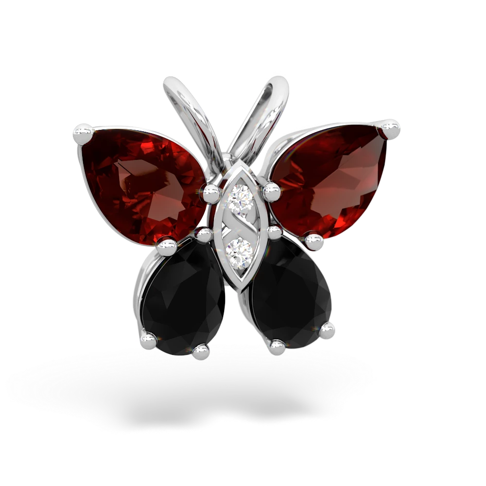 Garnet Butterfly 14K White Gold pendant P2215