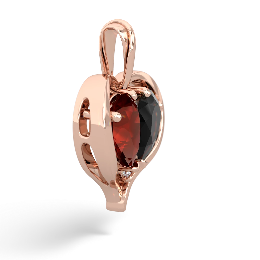 Garnet Two Become One 14K Rose Gold pendant P5330