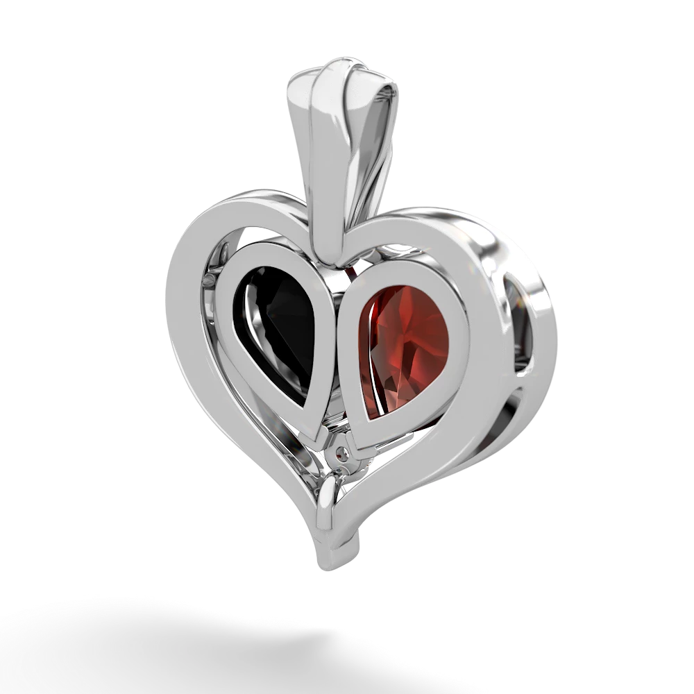 Garnet Two Become One 14K White Gold pendant P5330