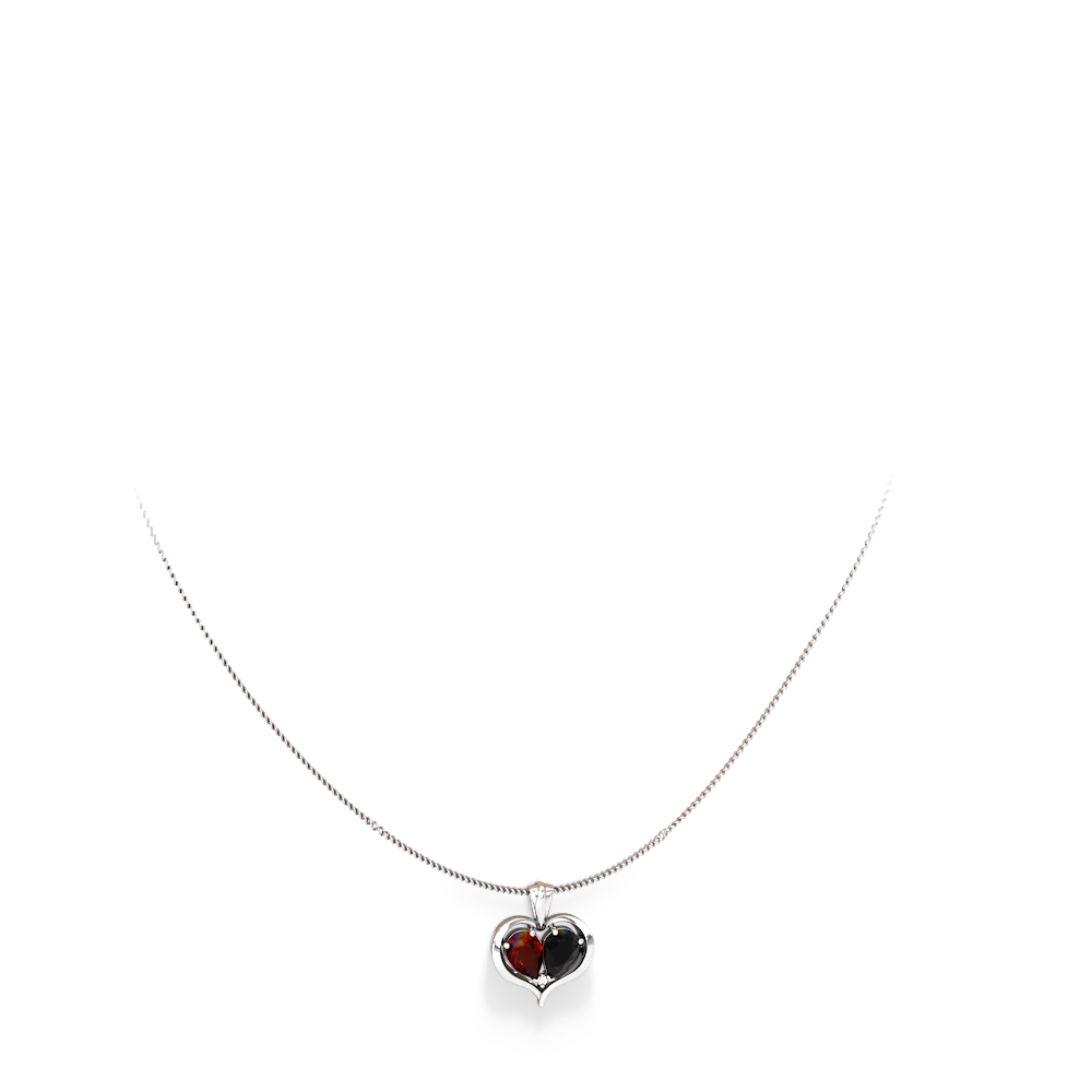 Garnet Two Become One 14K White Gold pendant P5330