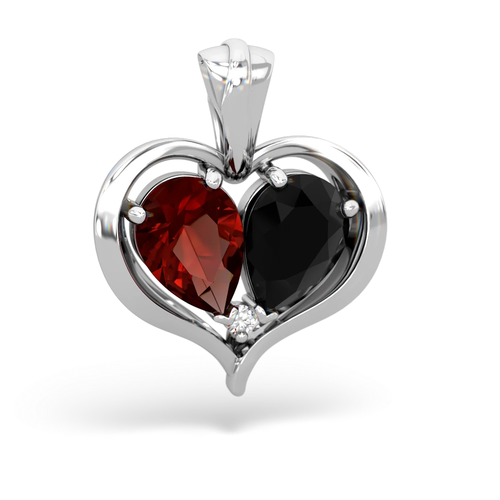 Garnet Two Become One 14K White Gold pendant P5330